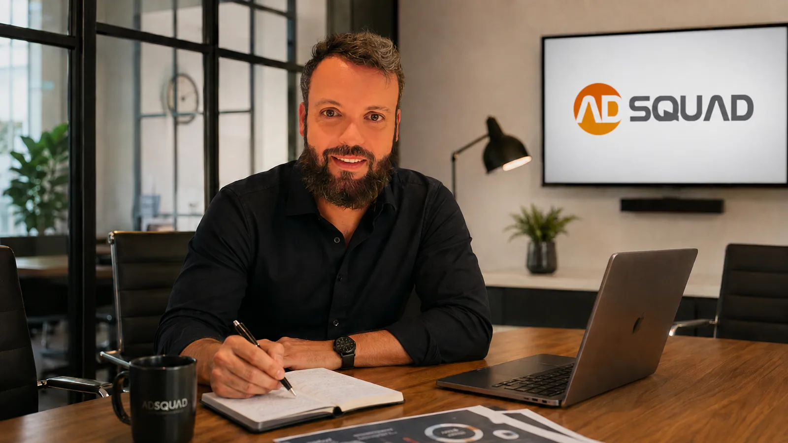 Sergio Dantas, fundador da AdSquad Marketing, em seu escritório